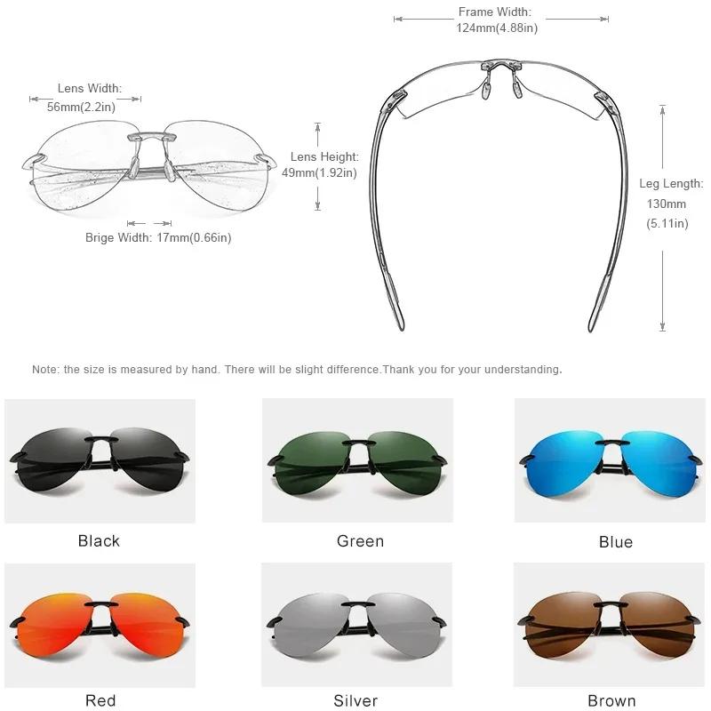 KINGSEVEN Rimless Pilot Sunglasses Men Ultralight TR90 Frameless Polarized Eye Protection Glasses Women Driving Vacation Eyewear