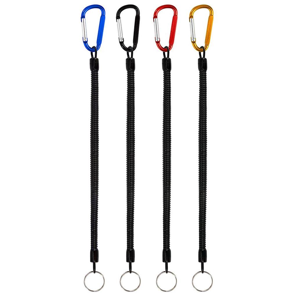4 Pieces Fishing Lanyards Spring Ropes Anti-Lost Spiral Key Ring Climbing