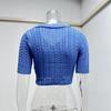 T-shirt tinta unita a maniche corte slim lavorata a maglia moda donna estiva