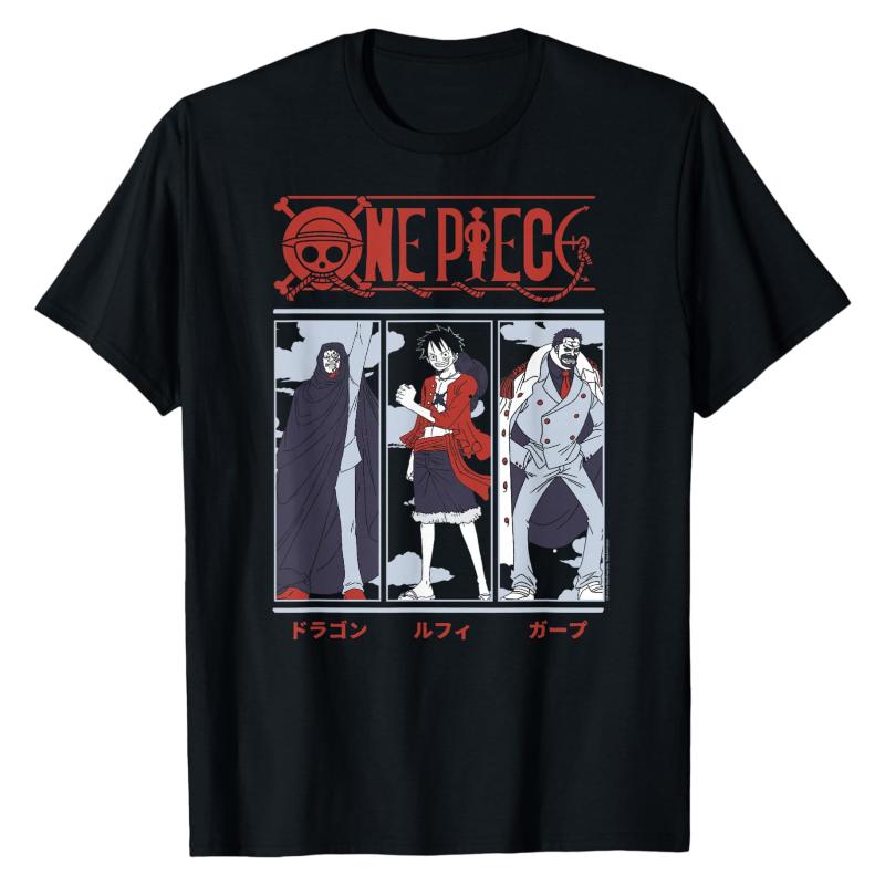 

Monkey D Family One Piece TShirt Luffy Dragon Garp Group Print Crew Neck 100 Cotton Classic Versatile Daily Fashion Tops S