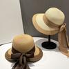 Hollow Out Big Brimmed Woven Cap Portable Bow Fisherman Cap Straw Weaving Beach Hat  Spring