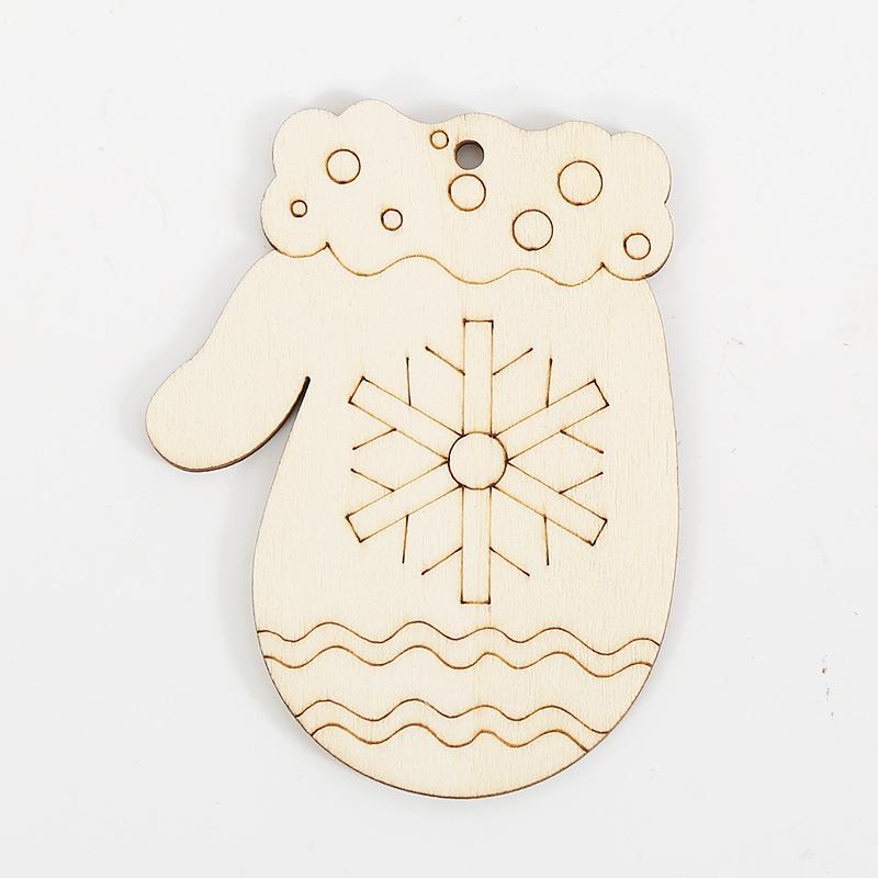 10Pcs Christmas Cartoon Pattern Colorless Wood Board & Hemp Rope - Manual Coloring Christmas Tree Pendant Christmas Decorations