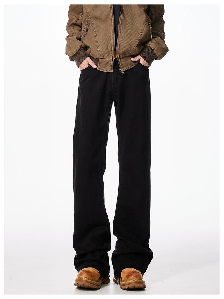 Paris Youth Bootcut Scimitar Jeans: Men's Autumn/Winter Loose-Fit Micro-Flare Straight Leg Pants