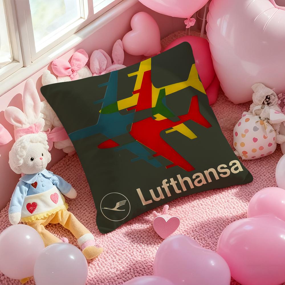 Fashion L-Lufthansa Cushion Cover Pattern Printed Pillowcase for Living Room Sofa Cushion Cover & Bedroom Decor