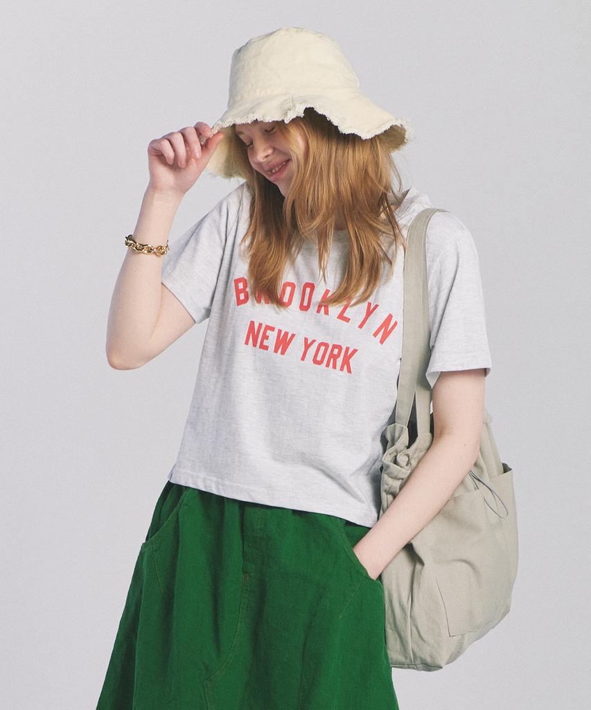PAPERBOY Crop Brooklyn Short Sleeve T-Shirt - White Melange