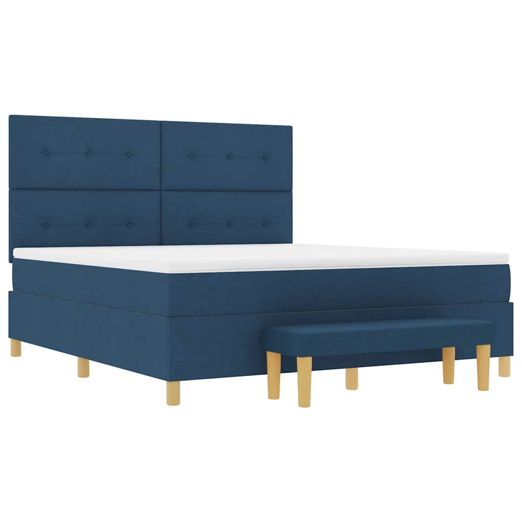 Boxspring Bed with Pillows and Headboard Blue 200 x 180 cm Fabric
