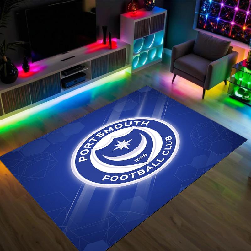 Portsmouth FC Design Crystal Velvet Carpet Cozy Non?Slip Printed Rug For Bedroom Living Room Entrance