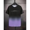 Summer Men's Gradient Color Casual Stretch Sports T-shirt, Round Neck Tee Shirt For Fashion