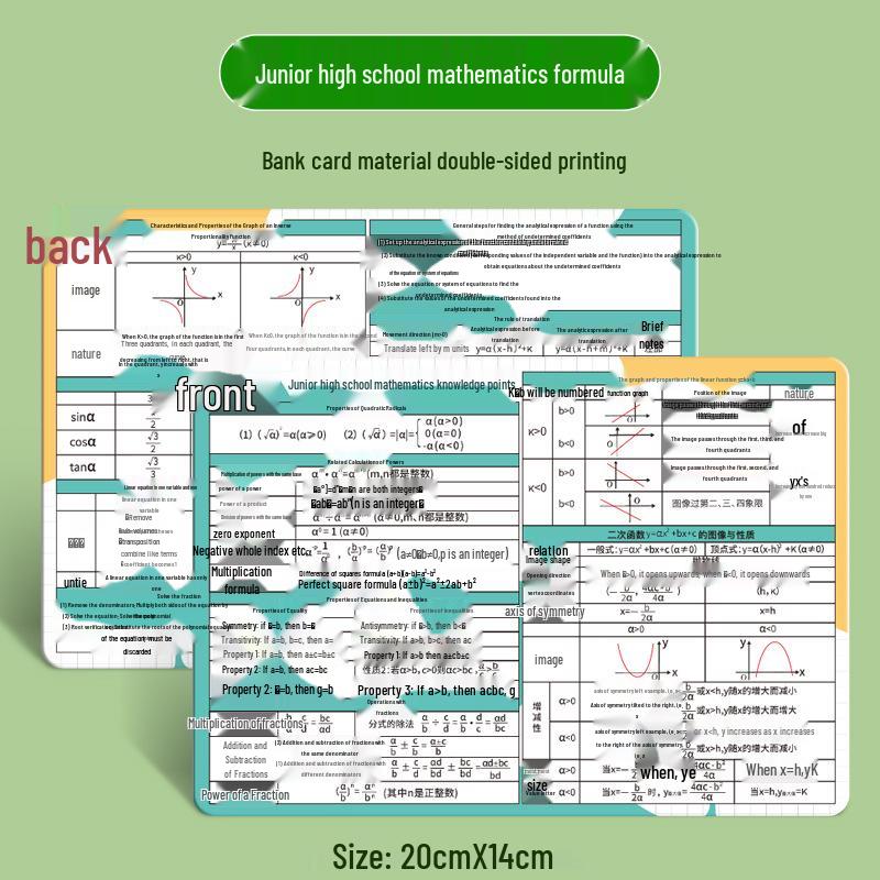 Student Chemistry, Physics & Math Formula Cards Set