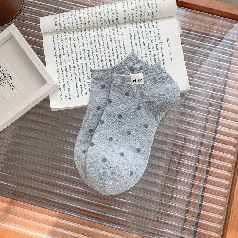Polka Dot Nice Standard Versatile Trendy Short Boat Socks Casual Simple Socks Thin Cotton