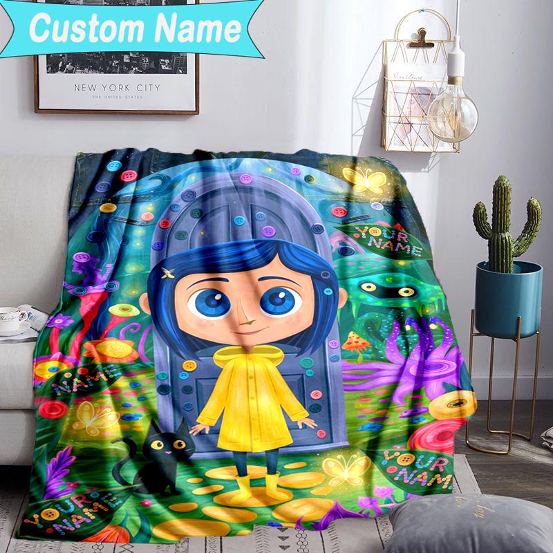 Custom Name Blanket Mystery Coraline's World Blanket Bedding Blanket for Travel, Camping, Living Rooms, Offices, Sofas, Fan Christmas gift