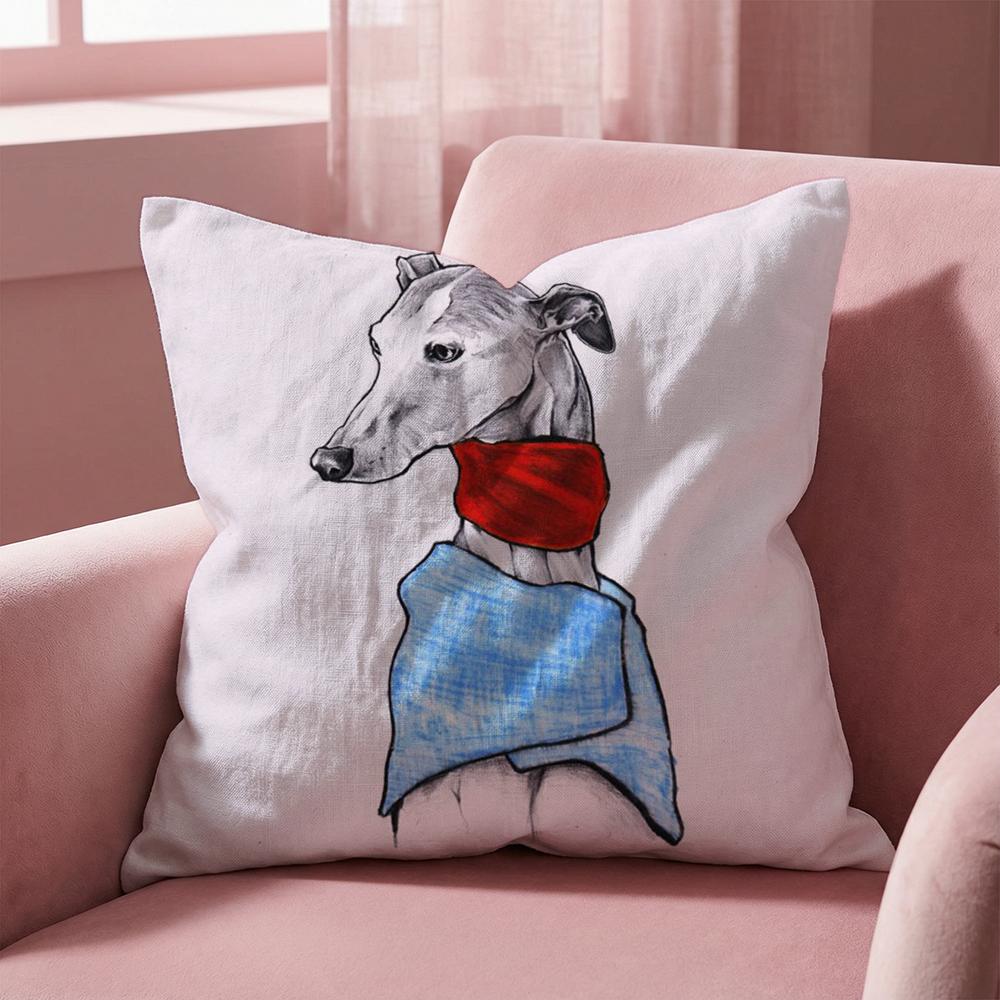 Derp Whippet Cute Cushion Cover Multi-Scene Pillow Cover for Home & Car - Reversible, Soft & Durable for Daily Use