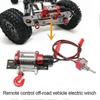 Jucărie vehicul șenilat cu troliu electric controlat prin telecomandă, albastru, cu accesoriu frânghie și cârlig
