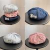 Ins Style Denim Beret Hat With Pearl Embellishments Cute And Stylish Headwear For Women