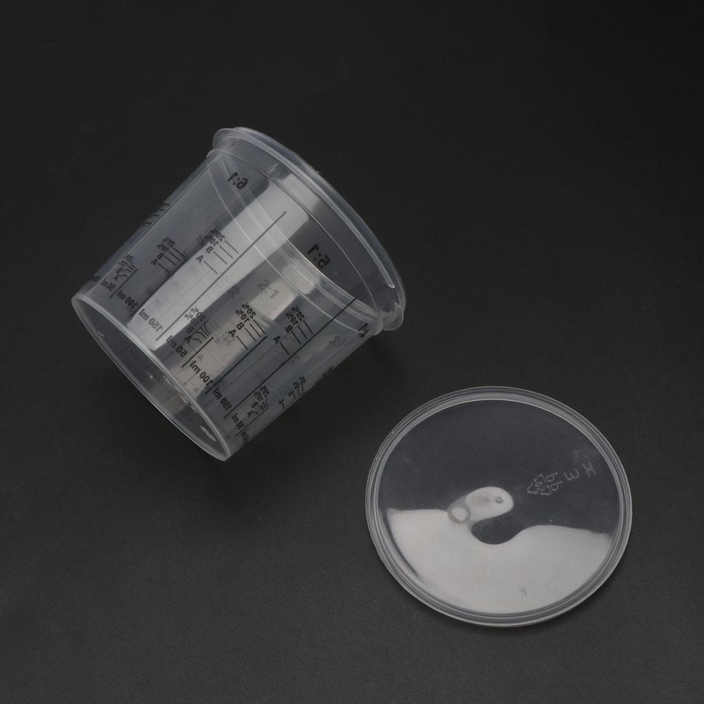 Calibrated Mixing Ratios Disposable Clear Graduated Plastic Mixing Cups for Paint UV Resin Epoxy 400ml Measuring Ratios