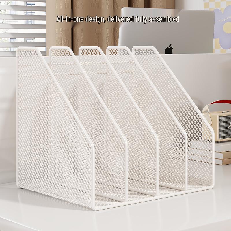 Metal Desktop File Organizer: Hanging Shelf & Storage Basket