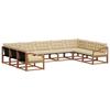 Outdoor Sofa Set with Cushions 9 Pcs Natural and Beige
