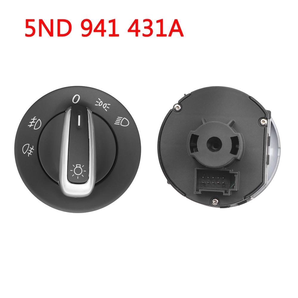5ND941431A 5ND941431B 5ND941431C for VW Golf Jetta MK5 MK6 GTI Passat B6 B7 CC Touran Caddy Tiguan Car Chrome Headlight Switch