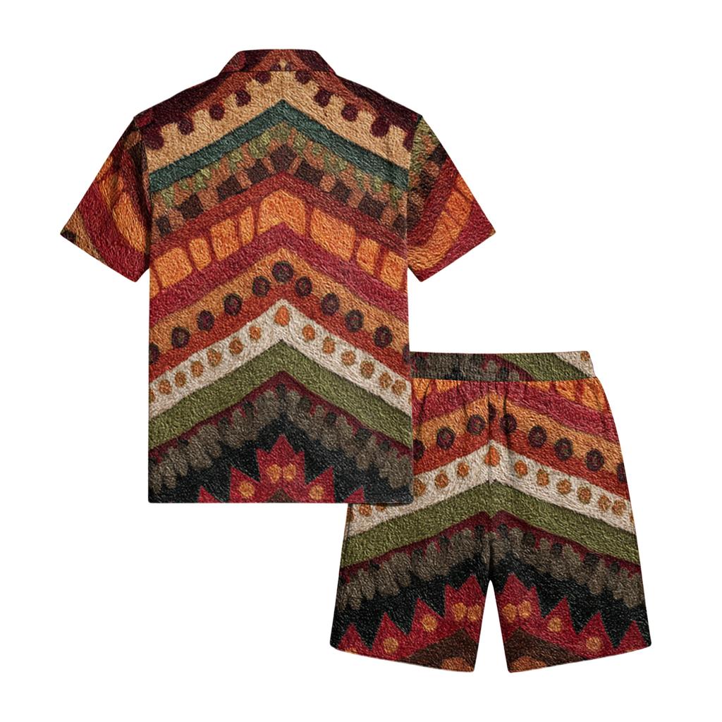 Herren Casual Leichtes Atmungsaktives Kurzarmhemd und Shorts Set