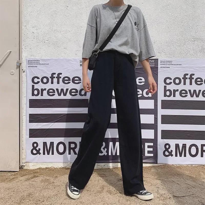 Women's Wide-Leg High-Waist Denim Pants - Slim, Loose Fit for Spring & Autumn 2024