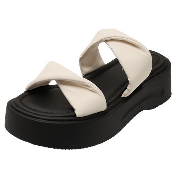 Women's flat-bottomed cool slippers, new summer Korean version thick-bottomed one-word with outer wear, casual round-head slippers 2025 open-toed