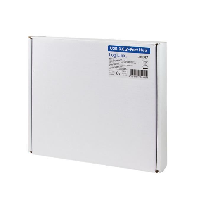 Hub usb - logilink - ua0317 - usb 3.0 type-b - 5000 mbit/s - 7 ports - noir