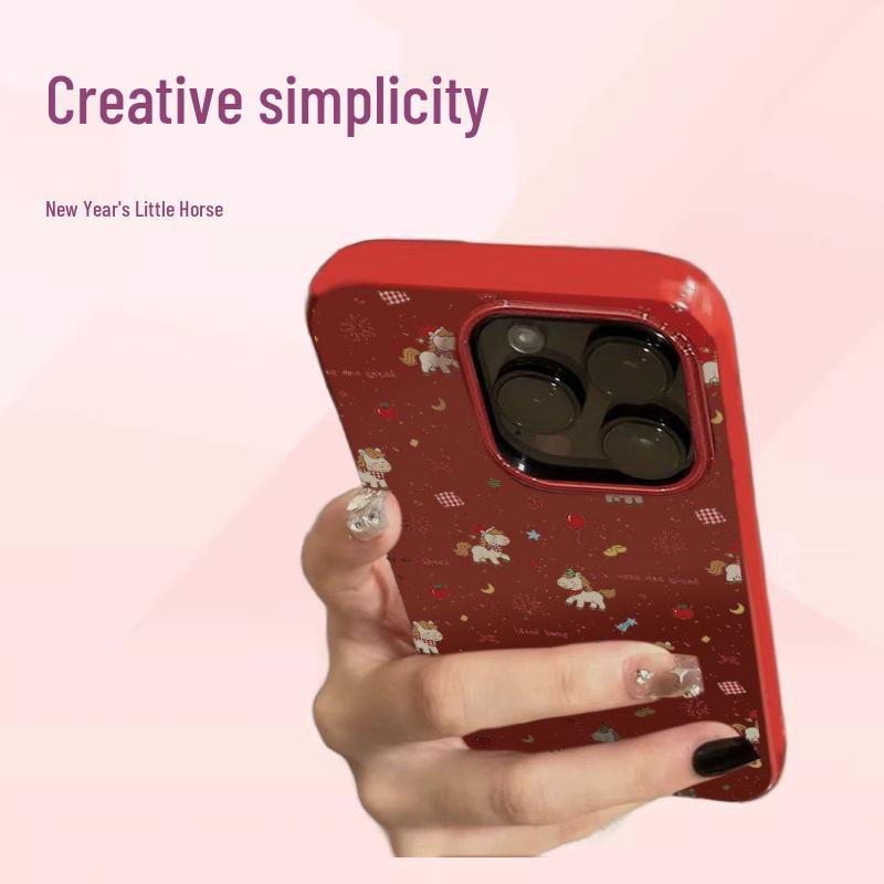 

Pony New Year Jelly Soft Phone Case for Apple iPhone 16/15/14/13 Pro Max/12/11/XR/XS iPhone 11 Pro