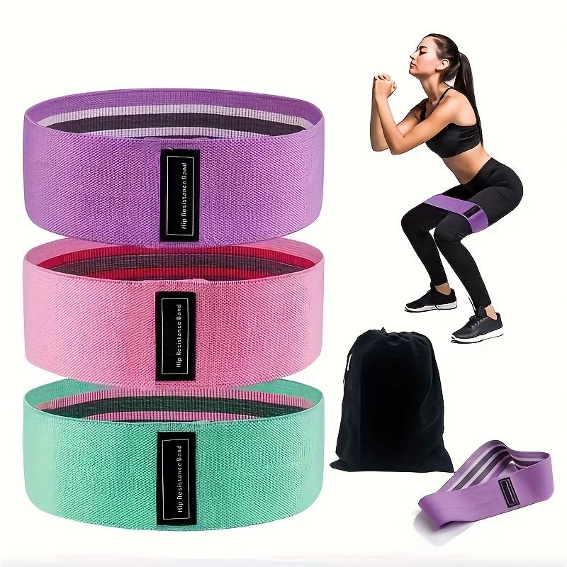 3pcs 1 Set of Non Slip Yoga Resistance Bands for Stretching Strength Training Squats Lunges Core Workouts Pink Purple Green