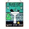 Schwarze Katze Wasche deine Pfoten Retro Badezimmer Metallschild Vintage Katzenliebhaber Plakette Geschenk
