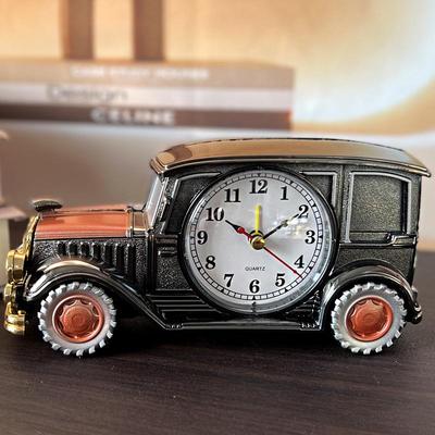 Vintage CH555 Series Classic Car Alarm Clock - Retro Style Digital & Analog Plastic Desk Clock