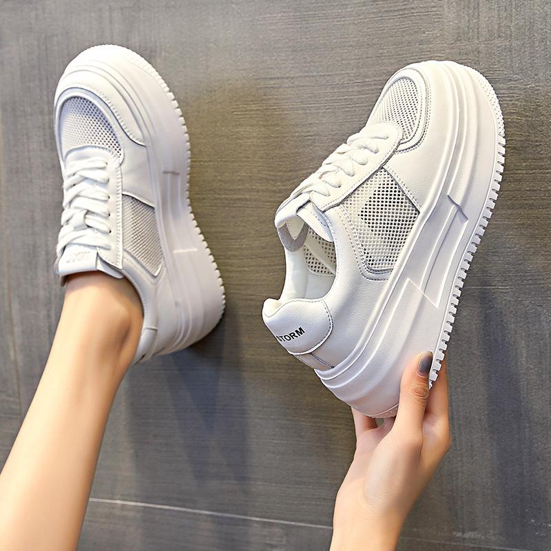 Leather women's board shoes flat single shoes casual sports shoes ins style muffin heightening shoes casual versatile