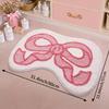1pc Fluffy Bath Rug, Extra Soft Absorbent Bathroom Mat with Pink Bow Design, Non-Slip Comfortable Tufted Polyester TPR