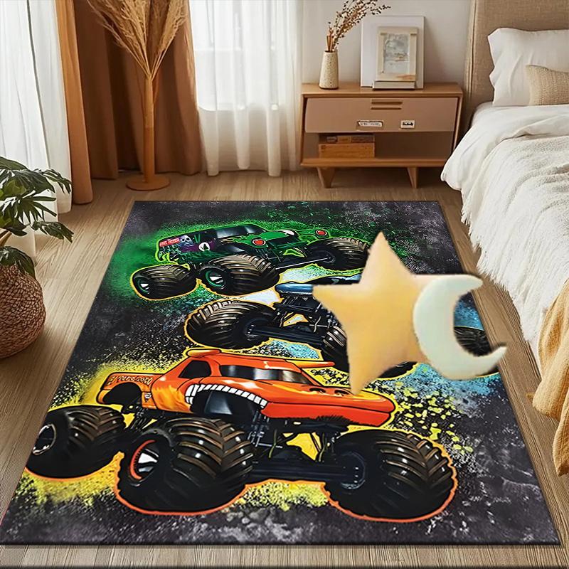 Mon-ster Truck Adventure Floor Mat for Living Room, Game Rooms, Office, Bedroom, Office Floor Mat Playful Design, Christmas fan gifts