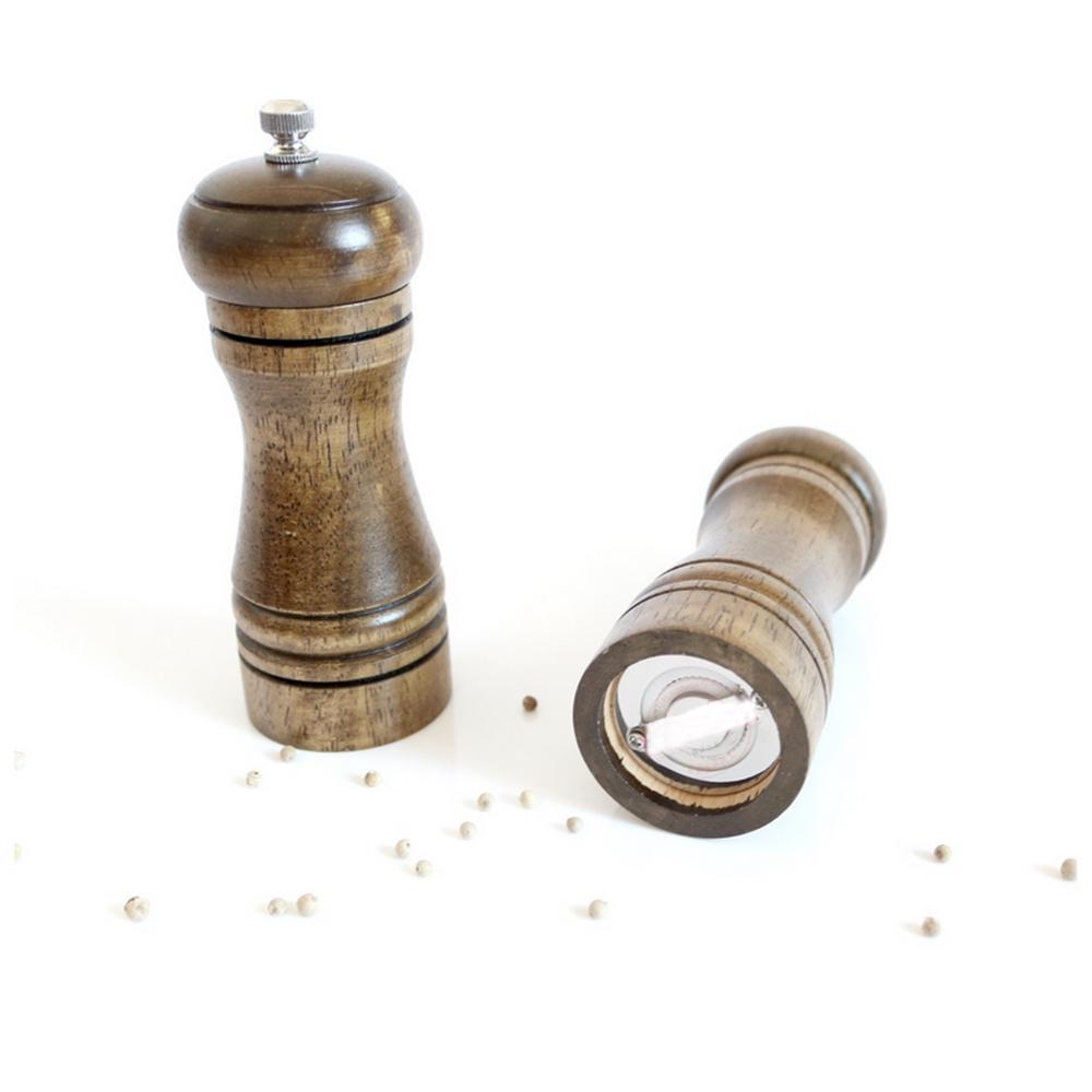 1 Pc 5 Inch Wooden Salt Pepper Grinder Spice Mills Hand Movement Manual Oak Wood Pepper Mill Tools