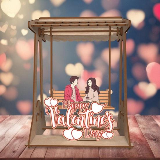 Swing Chair Couple Ornament Farmhouse Rustic Handmade Couple Table Sign Valentine's Day Anniversary Home Office Desktop Decoration