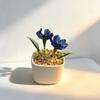 Miniature Glass Flower Figurine Hand Blown Mini Flower Bouquet in Pot Collectible Blooming Flower Ornament for Home Indoor Table Decor