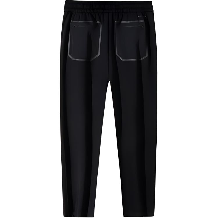 Anta Outdoor Series Casual Simple Solid Color Straight Leg Knitted Sports Pants Men Bottoms Basic-Black 152510302-3