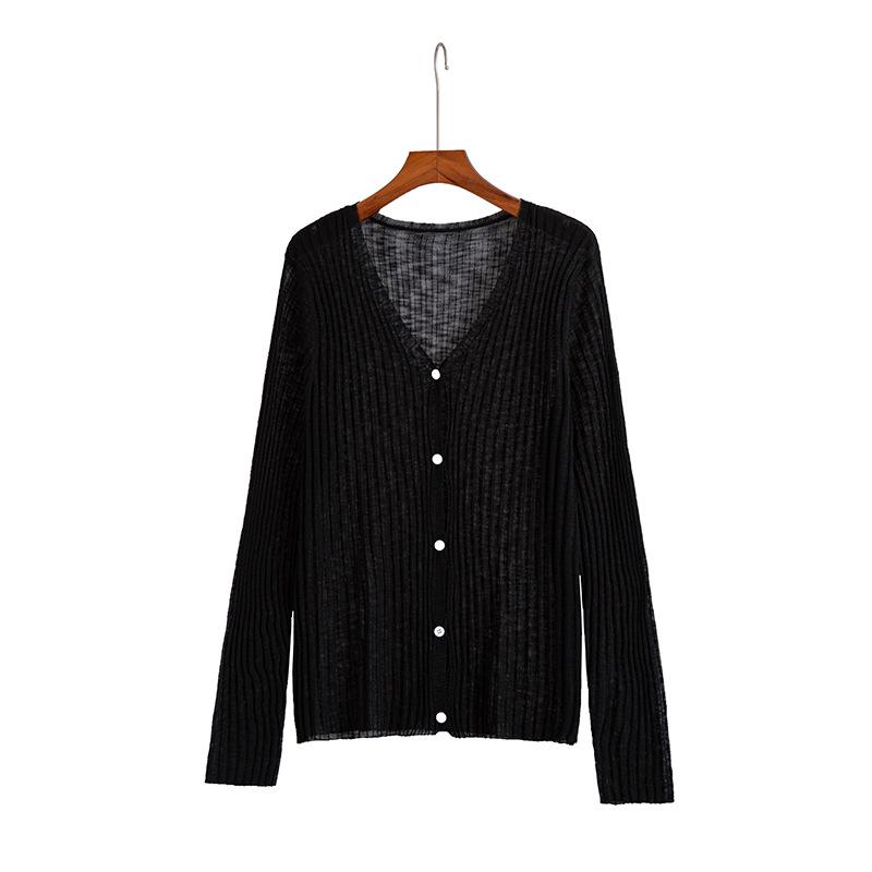 

Plus Size Ice Silk Sun Protection Cardigan - Spring/Summer Korean Style Fashion for Women XL (100-150 jin) чорний