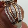 Elegant Two Tone 14k Rose Gold Plated Ring for Women Micro Paved Diamond Luxury Engagement Wedding Party Ring