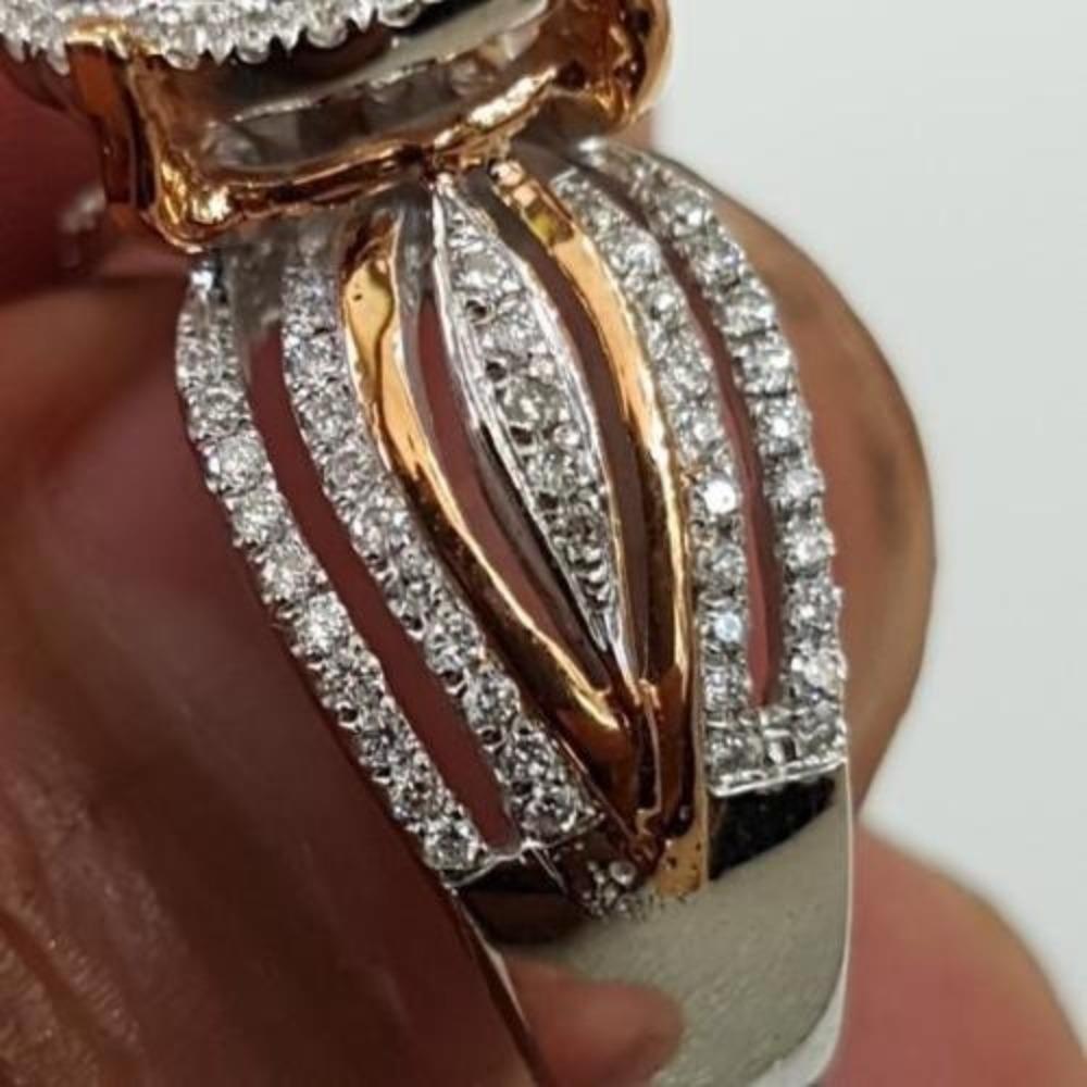 Elegant Two Tone 14k Rose Gold Plated Ring for Women Micro Paved Diamond Luxury Engagement Wedding Party Ring