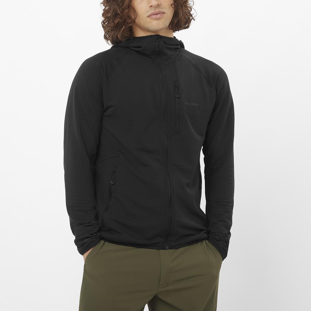 SALOMON Essential Lightwarm Hd Slim Fit Comfortable Skin-Friendly Long Sleeve Jacket Men Jackets Deep-Black C24325