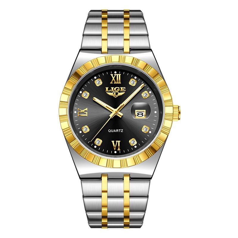 Herrenmode Businessuhr Herren Sport Schwarz Edelstahl Luxus Leuchtend Wasserdicht Herren Quarzuhren