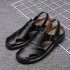 Fashion New Men's Leather Sandals Summer Cowhide Convertible Toe Post Sports Casual Slide Sandals Handmade Breathable Fashion Footwear