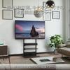 Hayami Kosan TV Compatible with Up To 77V with 2 Dark Brown Wood Grain Stand, Freestanding, Type, Casters, Shelves, KF-770