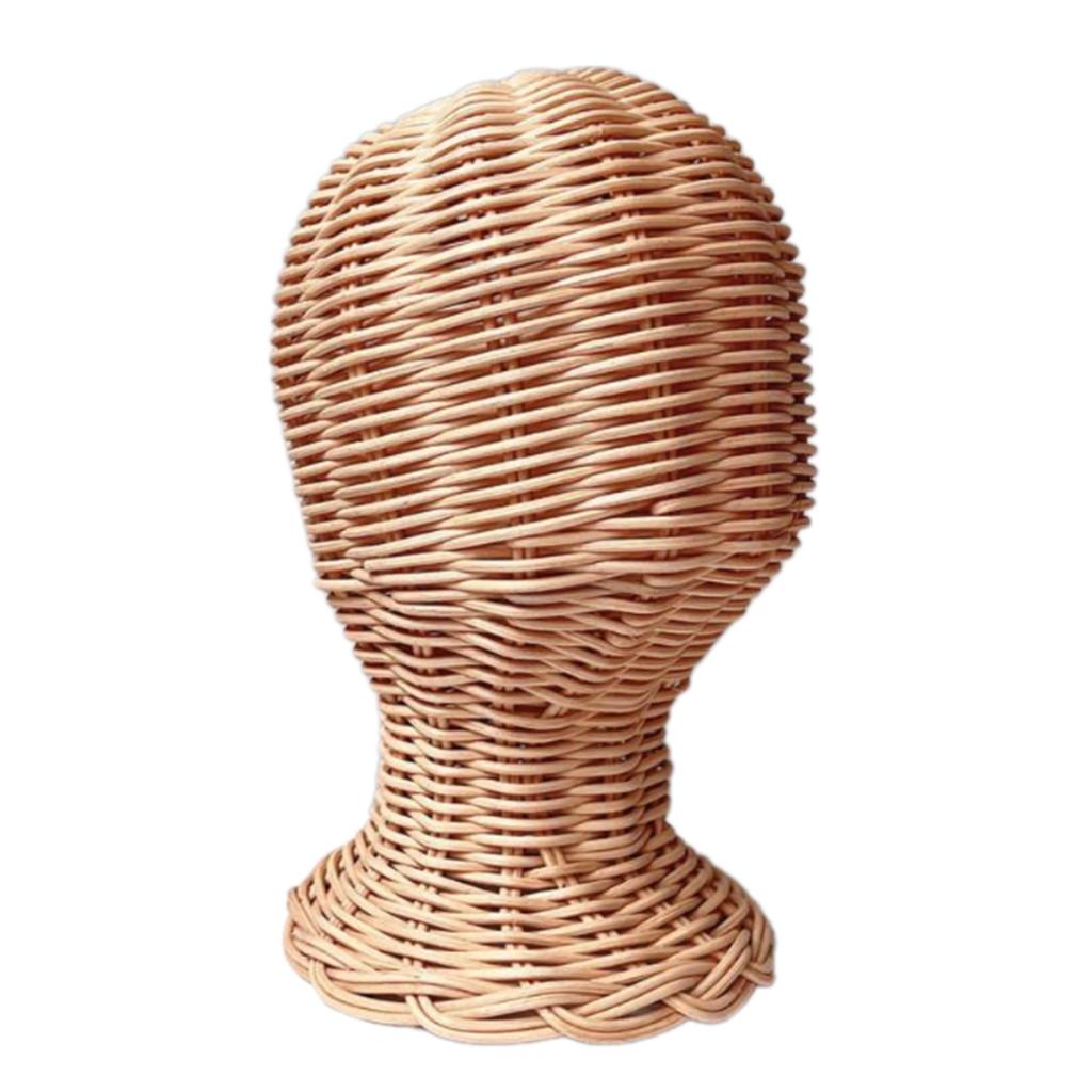 Elegant Hat And Wig Holder Rattan Crafted Mannequin Head Headwear Showcase Rack For Fashion Enthusiasts