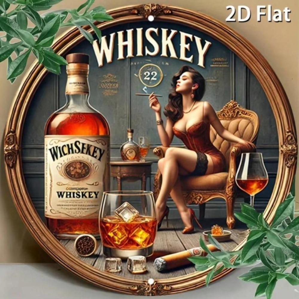 Vintage Whiskey Lady Metal Tin Sign Wall Art Aluminum Retro Decor