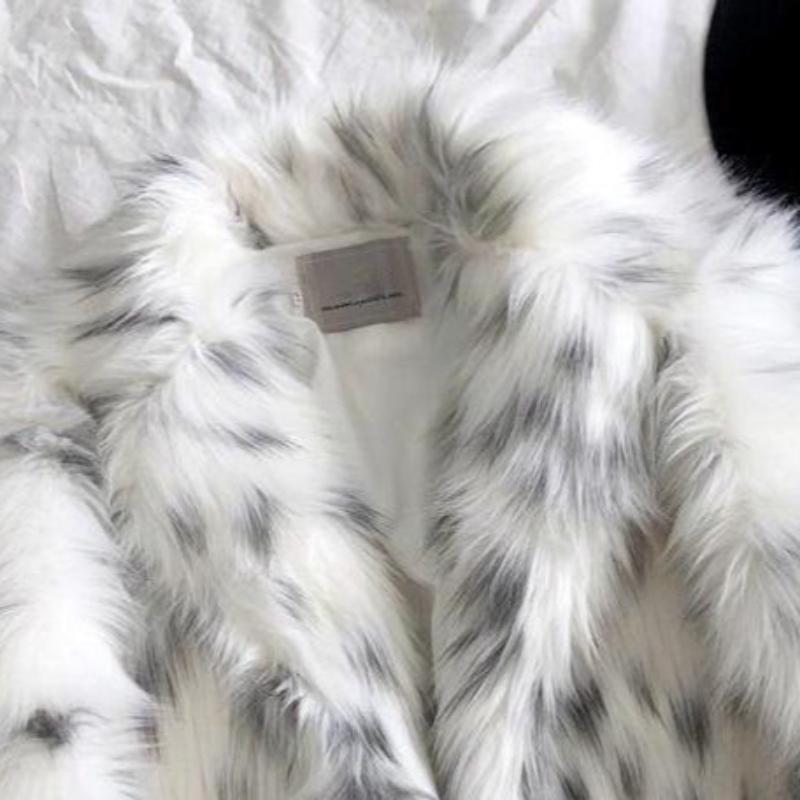 Thick Leopard Women Winter Maxi Faux Fox Fur Coat Jacket Long Warm Luxury Fur Black Parkas Bontjas Furry Shaggy Outerwear