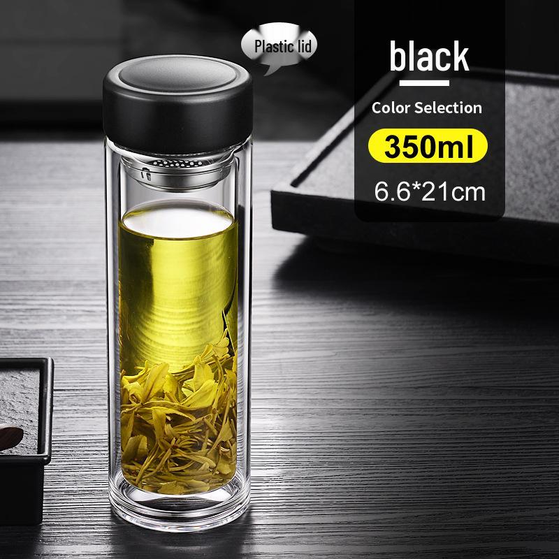 Double-Layer Borosilicate Glass Tea Cup - Heat Resistant & Transparent for Brewing. 450ml