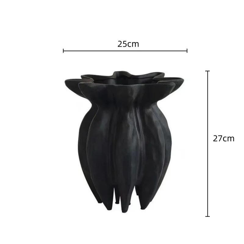 For Abstract Vase Black Jellyfish Petal Flower Pot Artistic Floral Arrangement Handicraft Flower Vase Home Decoration Accessorie