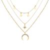 European & American Street Style Star & Moon Multi-layer Diamond Pendant Necklace for Women